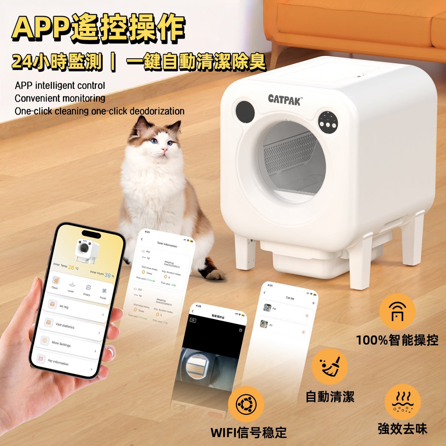 「CATPAK Pro」智能全自动猫砂机丨75L超大容量丨双感应防夹猫丨APP远程监控+H13除臭系统丨2年质保丨多猫家庭首选