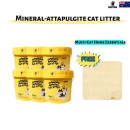 【6-Tubs Deal + Free Scratch mat】100% Natural Mineral Attapulgite Cat Litter【6桶優惠+送貓抓墊】純天然礦物質-凹凸棒石貓砂