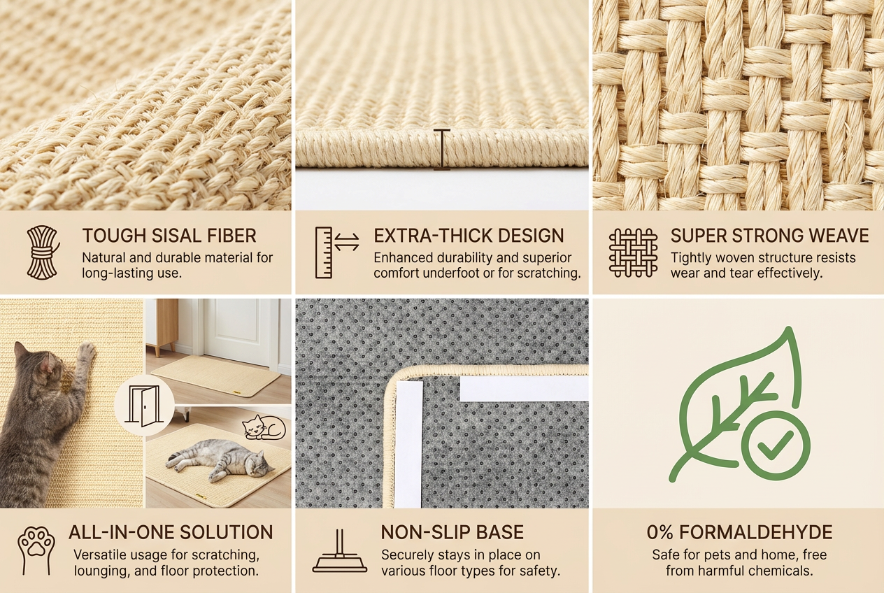 Premium Sisal Cat Scratching Mat — Helps Protect Furniture