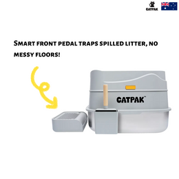 CATPAK stainless steel cat litter box with steel basin base