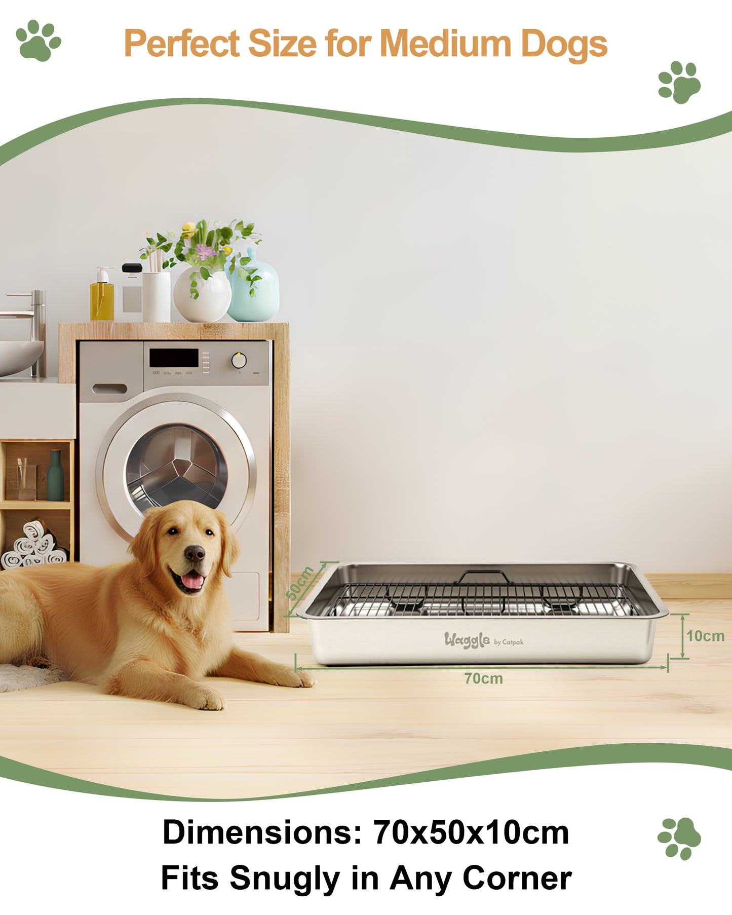 Waggle Steel Dog Toilet | Stainless steel base | Antibacterial and deodorizing     Waggle 專業狗廁所｜不鏽鋼底盤｜抗菌除臭｜快拆易洗｜結團一鏟就淨