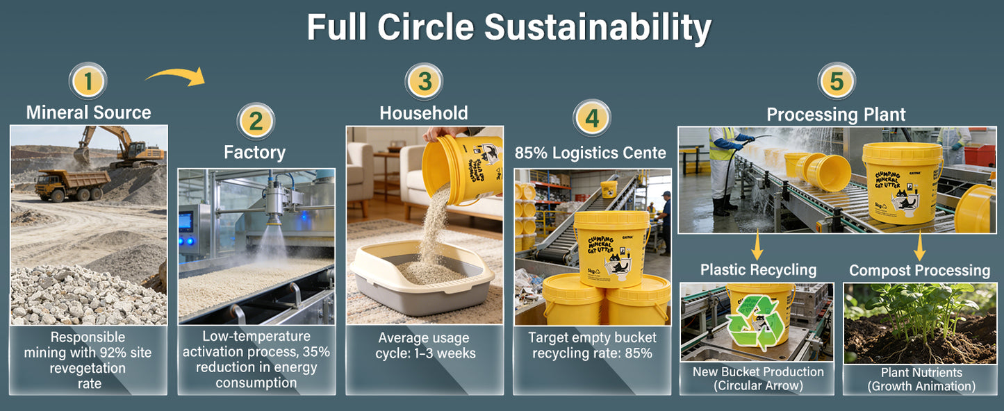 【6 Tubs】100% Natural Mineral Attapulgite Cat Litter【6桶優惠】純天然礦物質-凹凸棒石貓砂