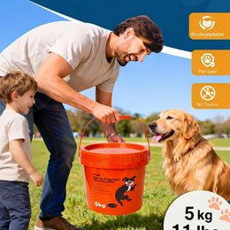 Waggle 5kg dog litter tub being used outdoors