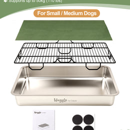 Waggle Steel Dog Toilet | Stainless steel base | Antibacterial and deodorizing     Waggle 專業狗廁所｜不鏽鋼底盤｜抗菌除臭｜快拆易洗｜結團一鏟就淨