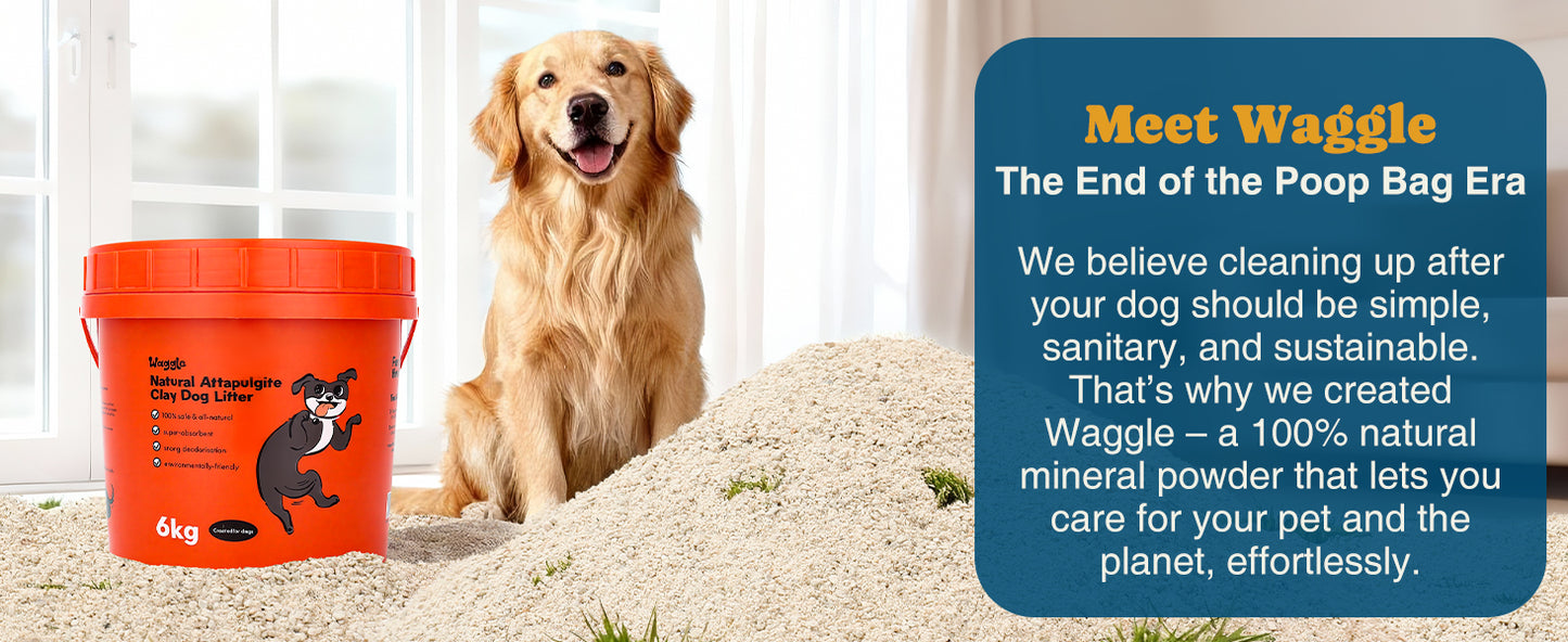 Waggle 100% Natural Mineral Attapulgite Dog Litter    [狗狗專用13磅] Waggle凹凸棒石狗砂-純天然礦物質 | 強效除臭| 抑菌低塵|環保減塑（除臭粉）