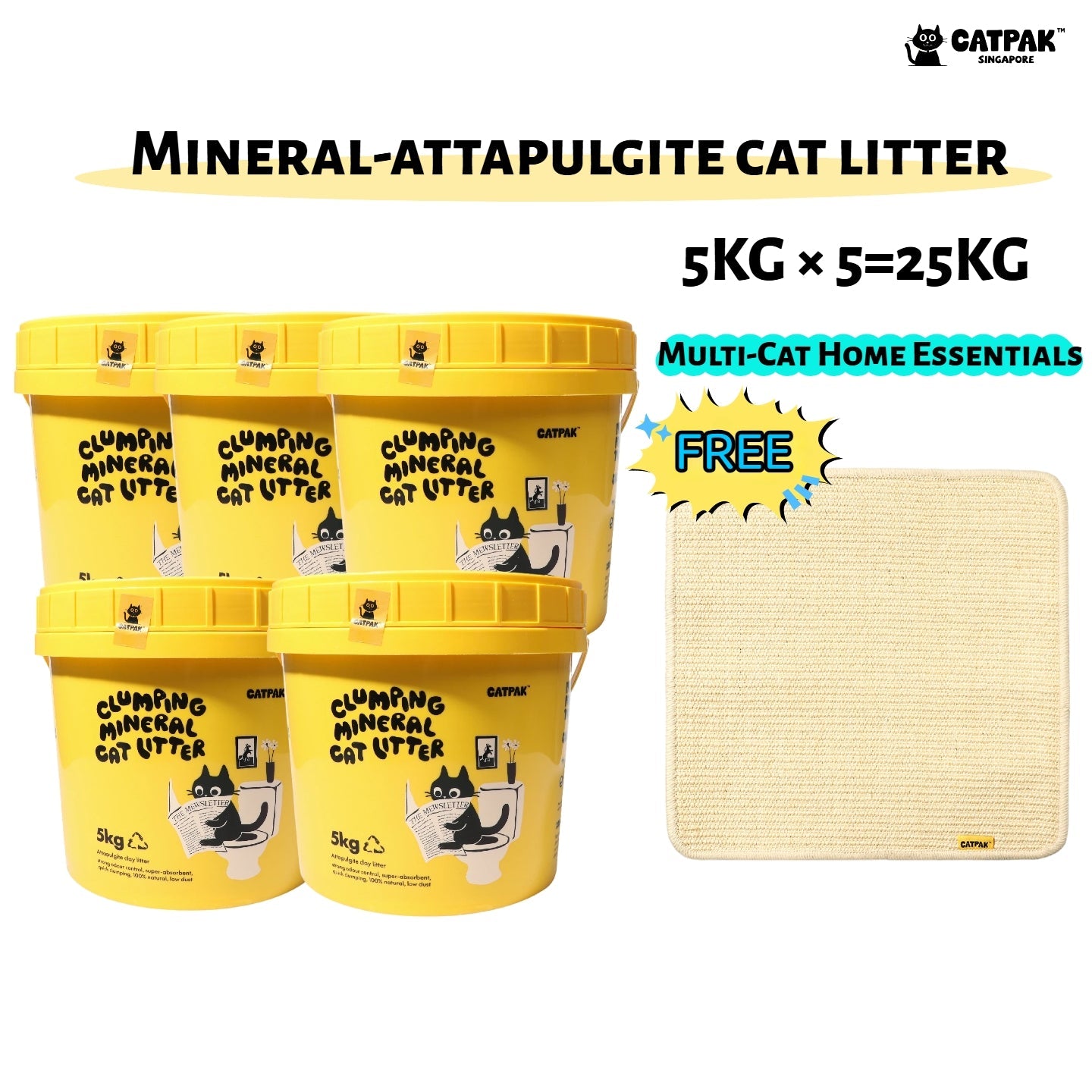 5-Tub Deal Free Scratch Mat Cat Litter