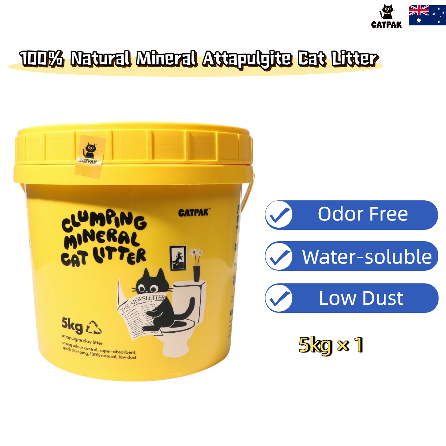 CATPAK Natural Mineral Attapulgite Cat Litter 5kg single tub