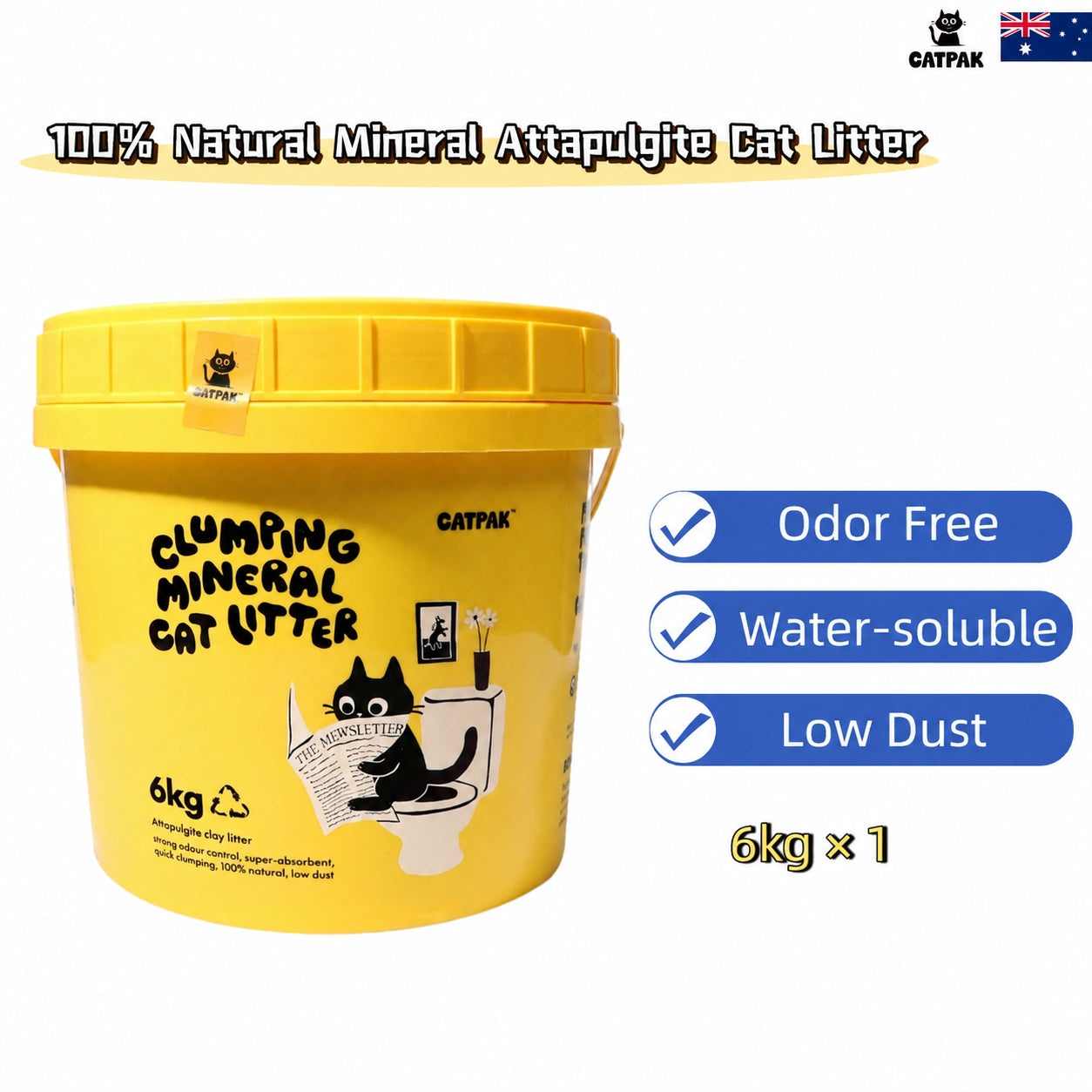 CATPAK 6kg natural attapulgite clumping cat litter