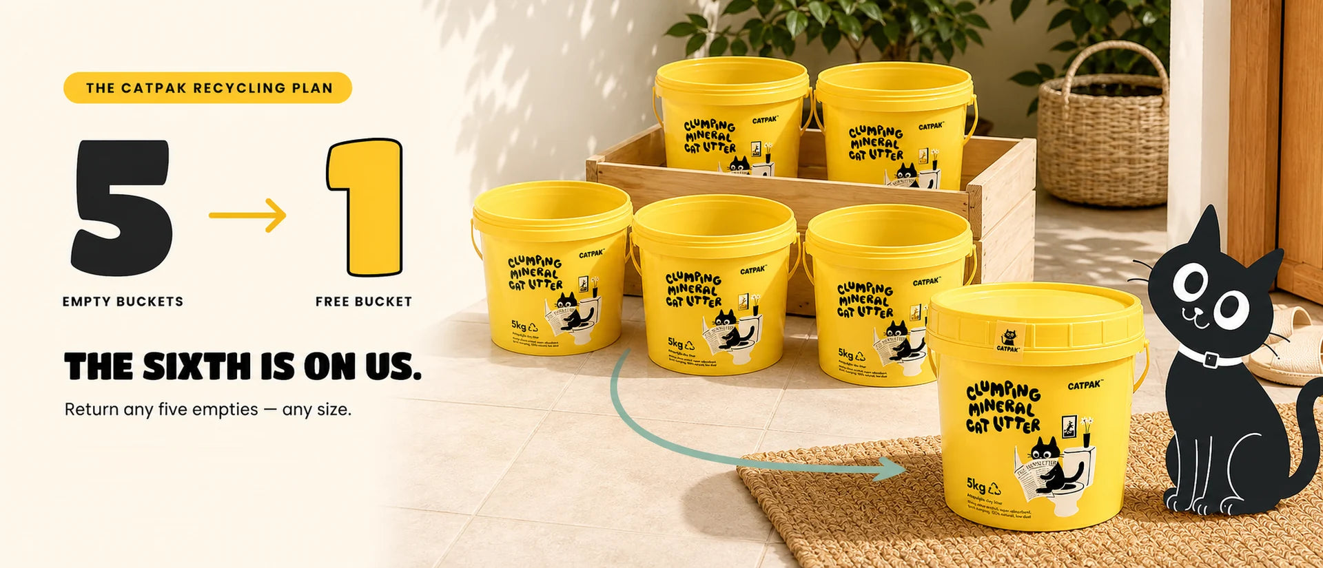 CATPAK recycling plan - 5 empties get 1 free